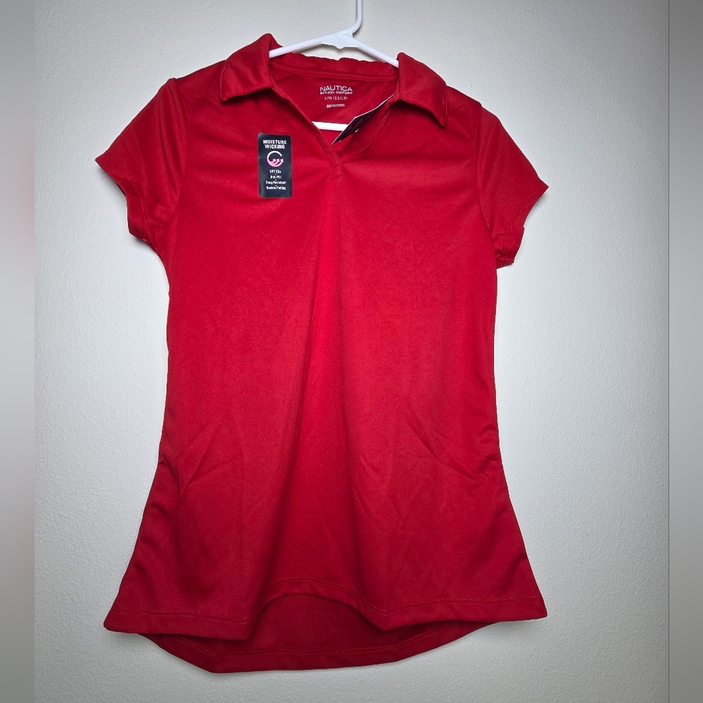 NWT Nautica School Uniform Polo Red 11/12 Large